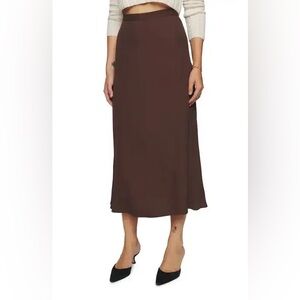Reformation Chocolate Brown Midi Skirt